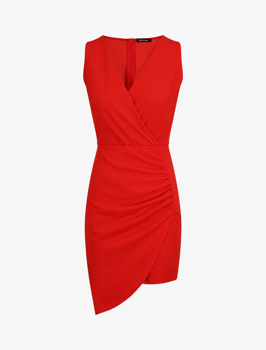 Robe drapée sans manches - Rouge - 1