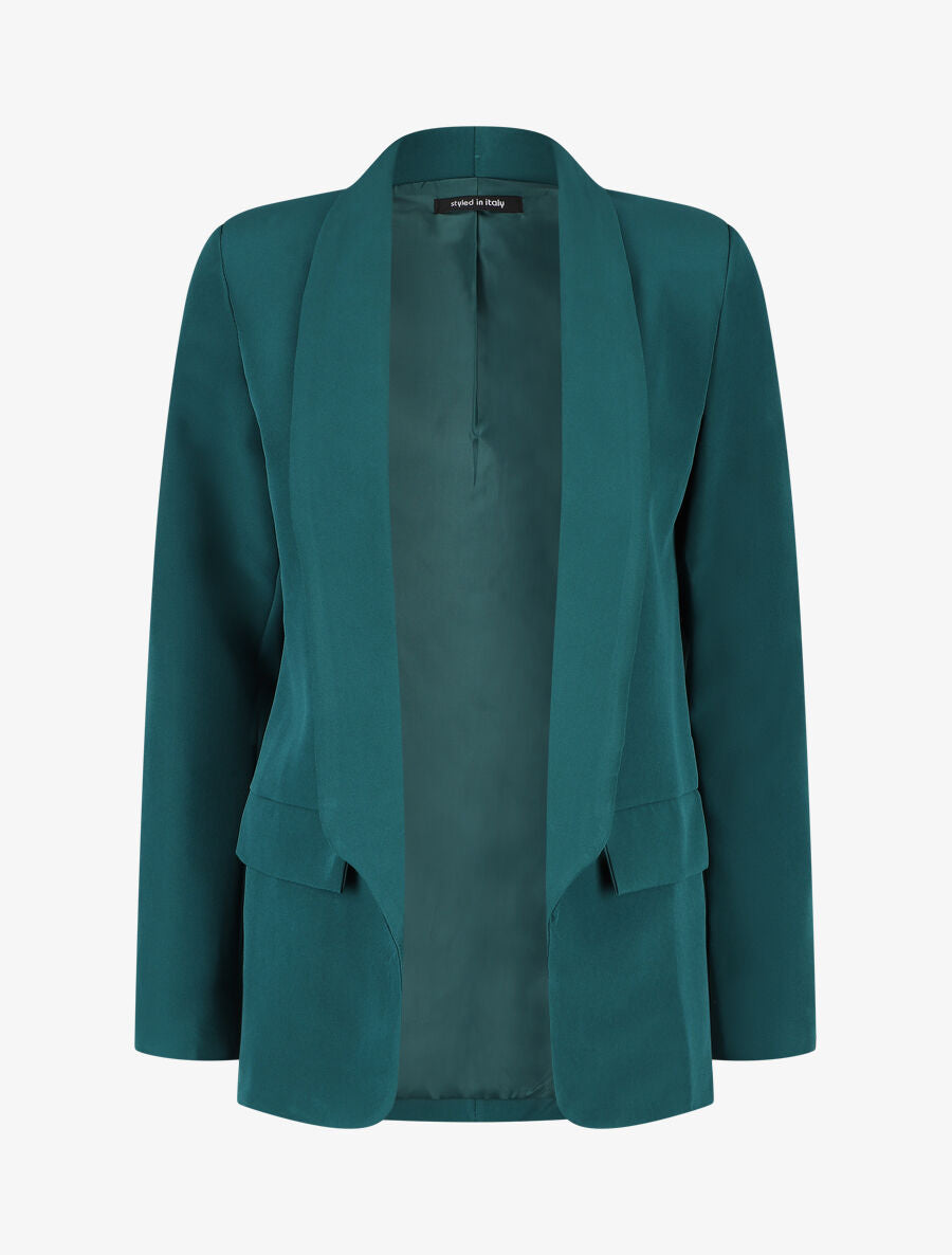 Blazer long à col châle - Vert - 1
