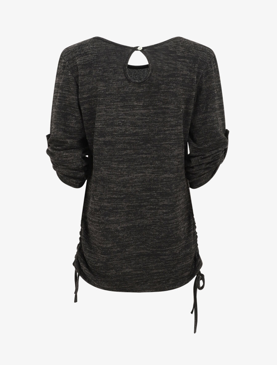 Pull ample à flocage V léopard - Noir - 2