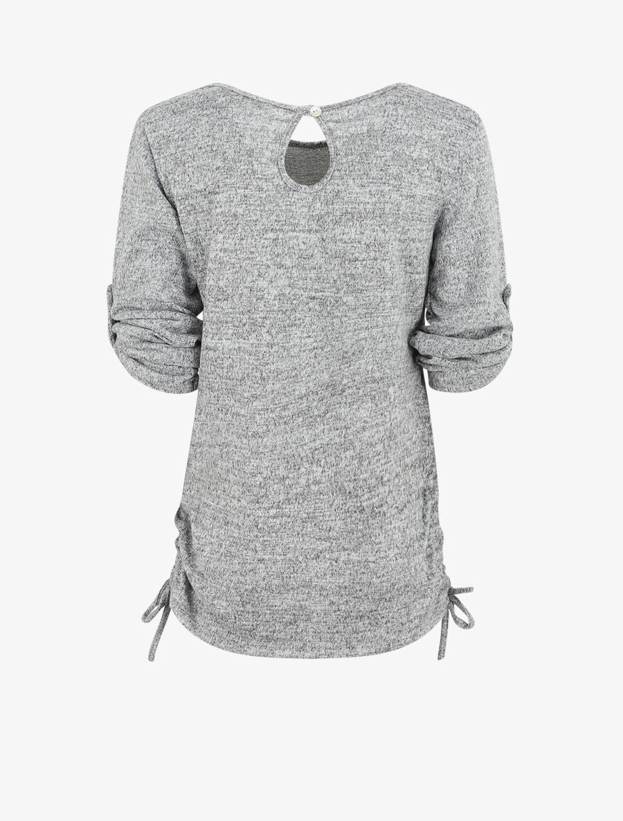 Pull ample à flocage V léopard - Gris chiné - 2