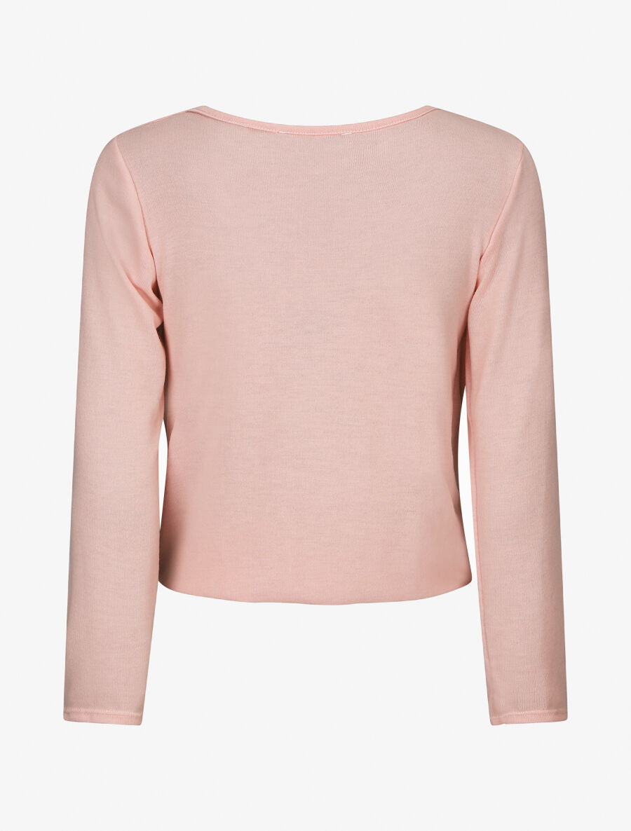 Pull cache-coeur doublé - Rose - 2