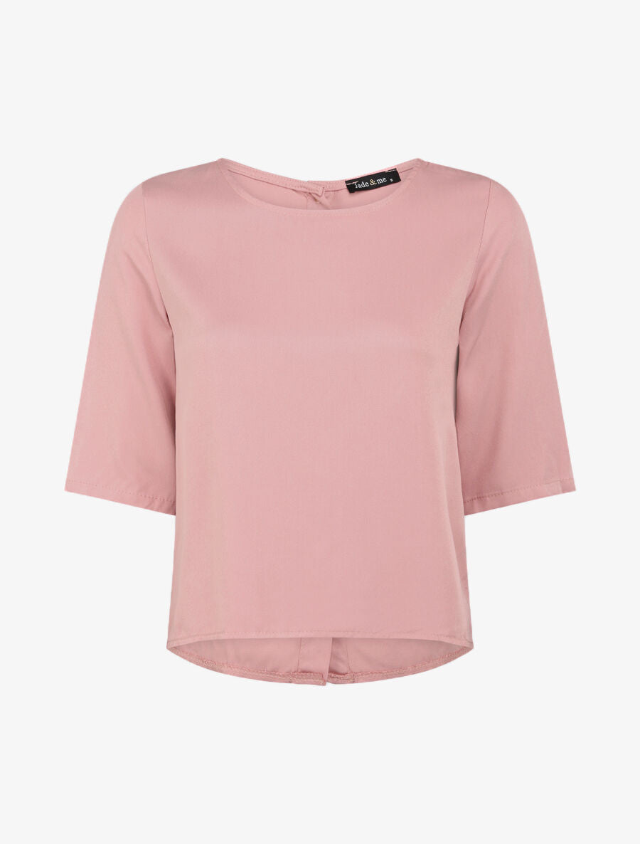 Top à dos boutonné - Rose - 1