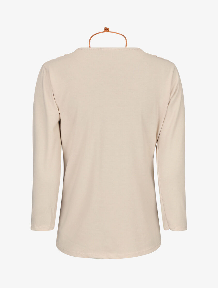 Top uni col bénitier - Beige - 2