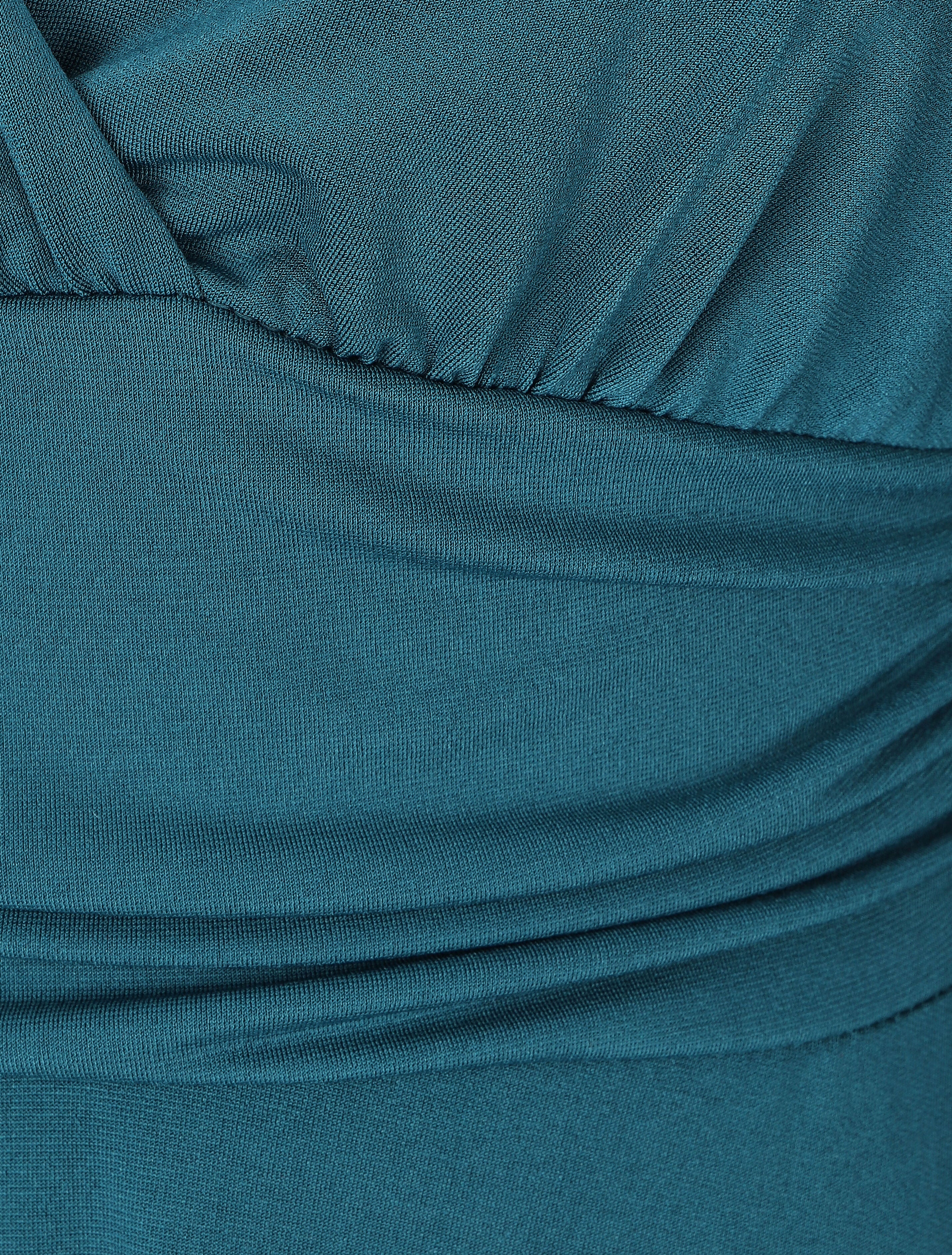 Robe patineuse à col cache-coeur - Bleu canard - 4