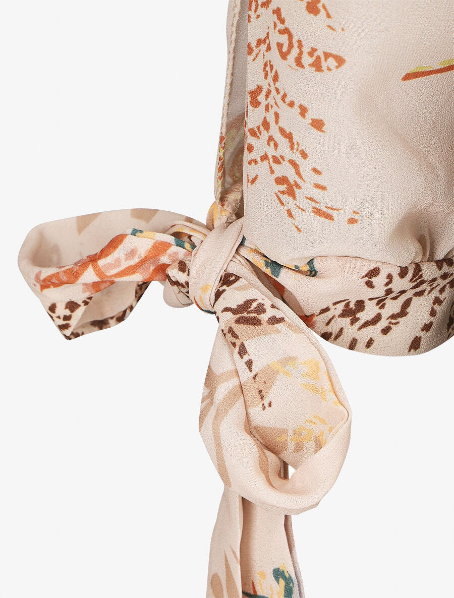 Robe fourreau à buste imprimé feuillage - Beige - 3