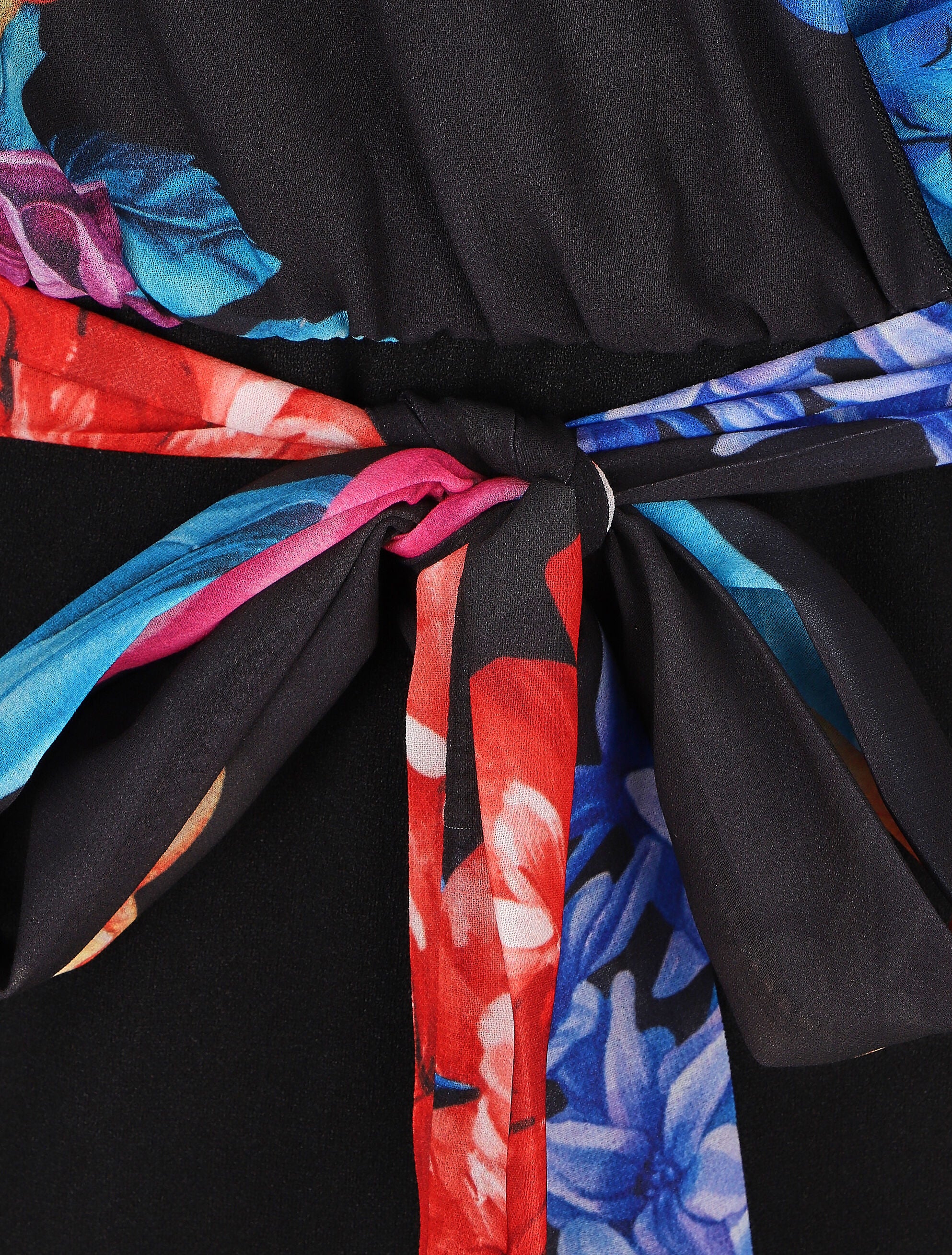 Robe fourreau à buste imprimé fleuri - Noir - 3
