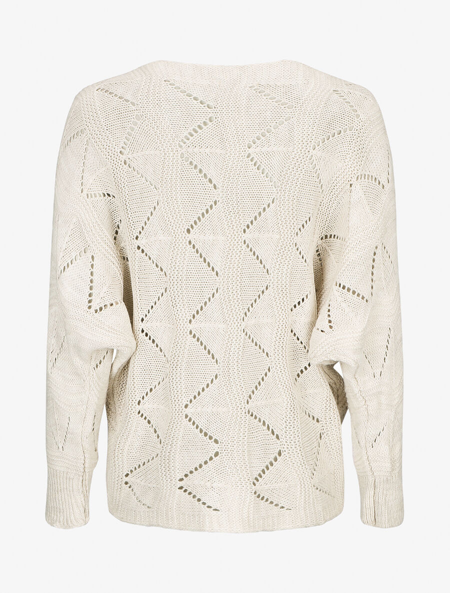 Pull en maille zigzag - Beige - 2