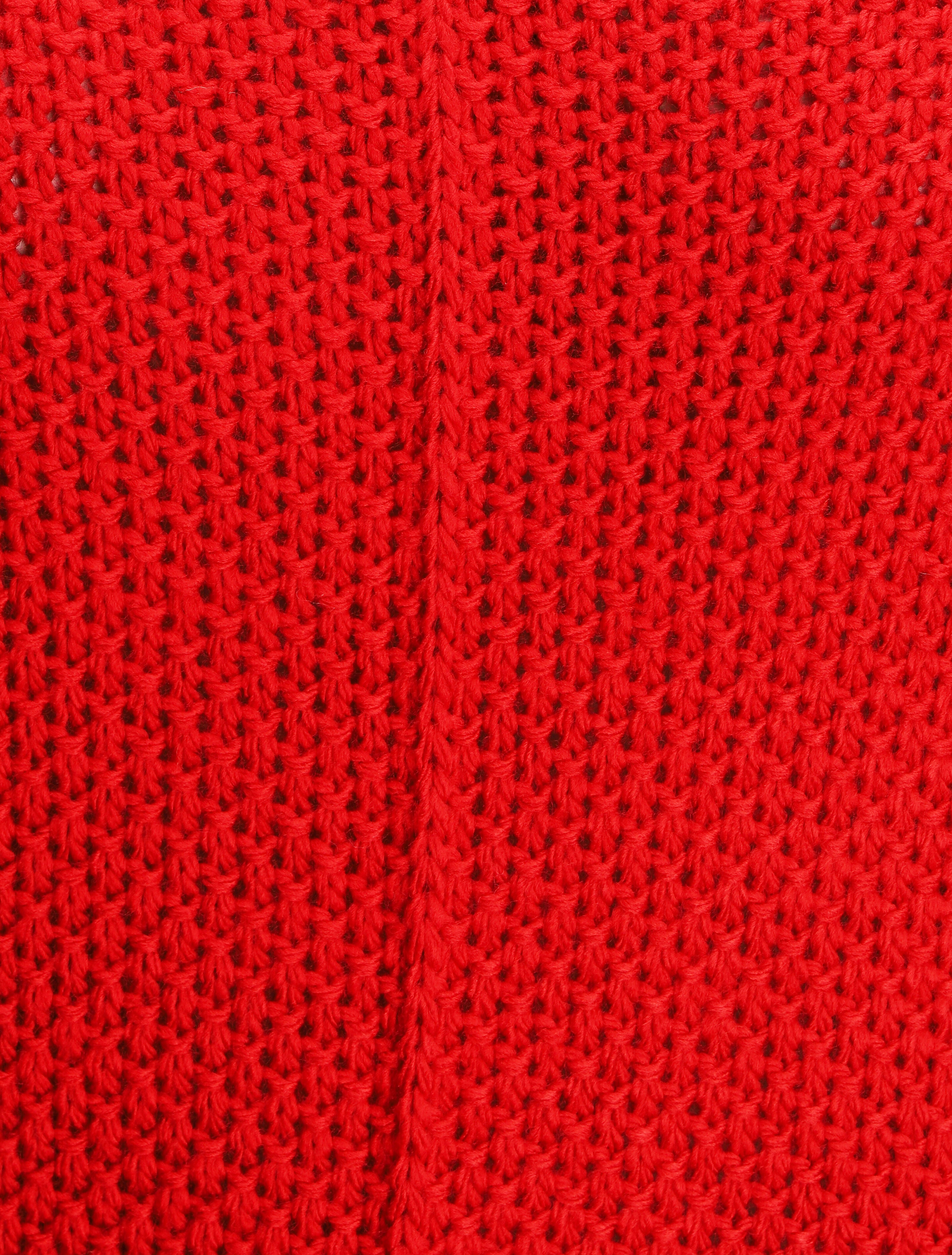 Pull grosse maille à manches 3/4 - Rouge - 3