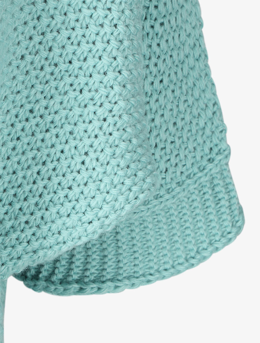 Pull grosse maille à manches 3/4 - Bleu ciel - 3