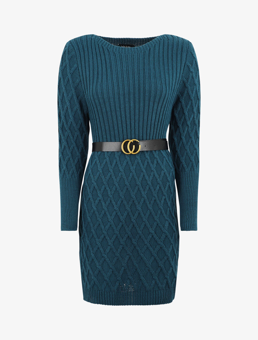 Robe pull courte - Bleu canard - 1