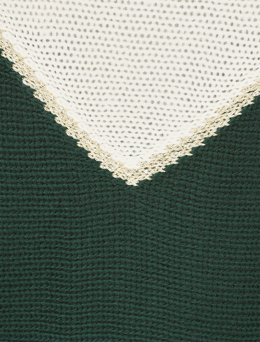 Pull en maille à motif V irisé - Vert sapin - 3