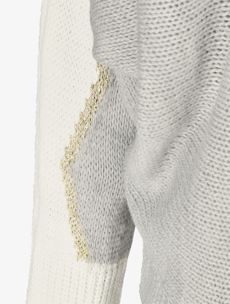 Pull en maille à motif V irisé - Gris - 3