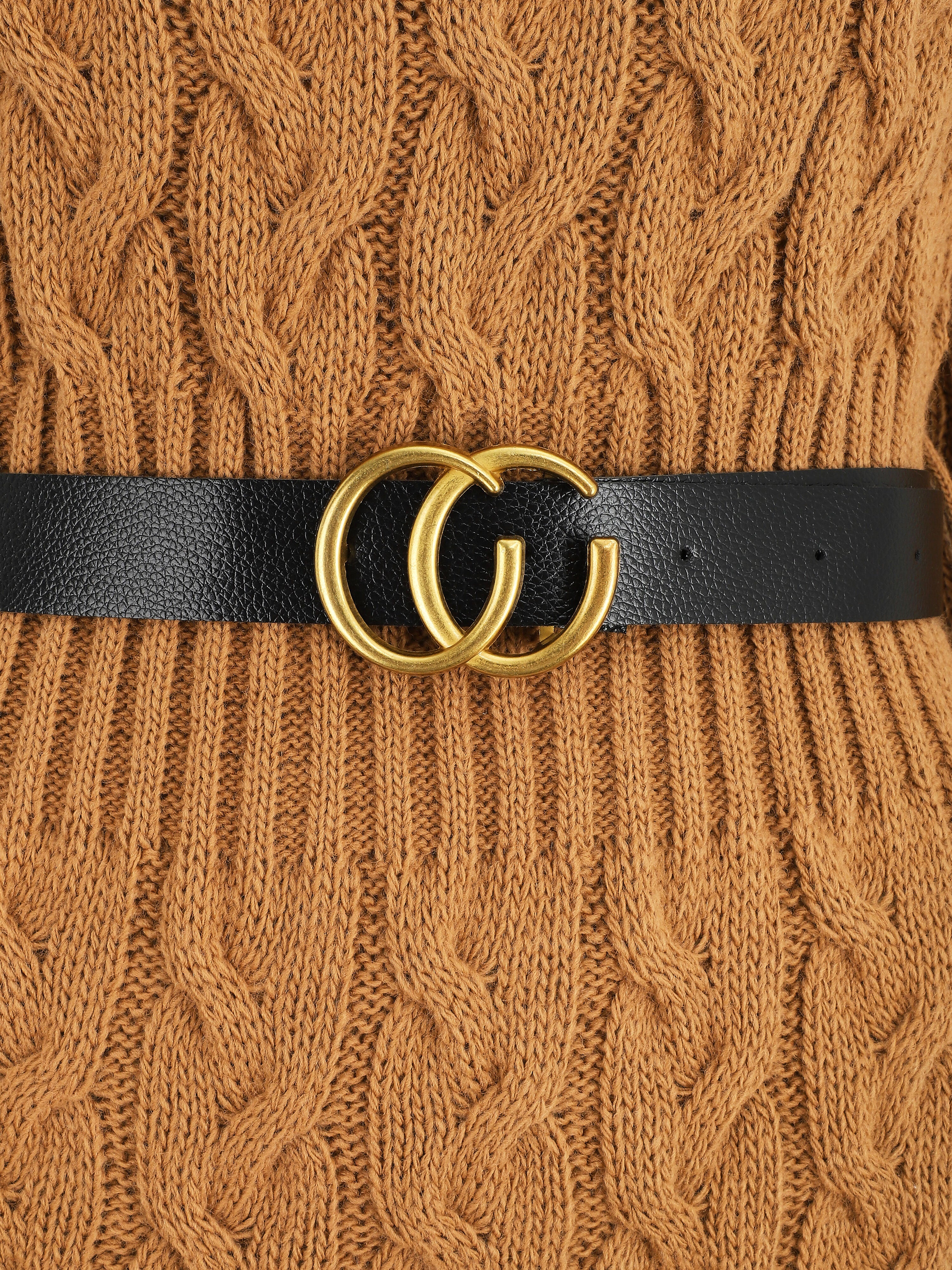 Robe pull courte effet tressé - Camel - 3