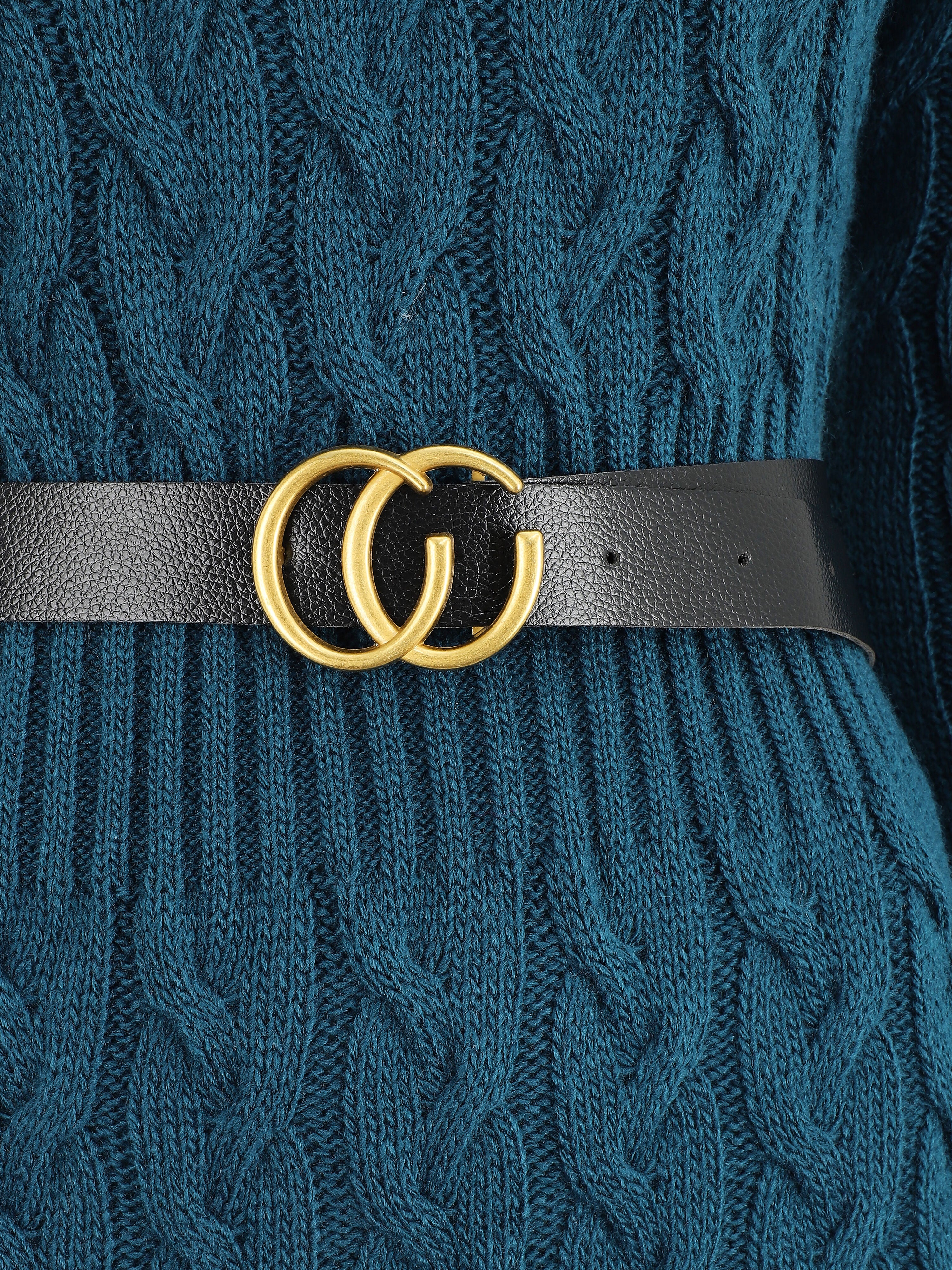 Robe pull courte effet tressé - Bleu canard - 3