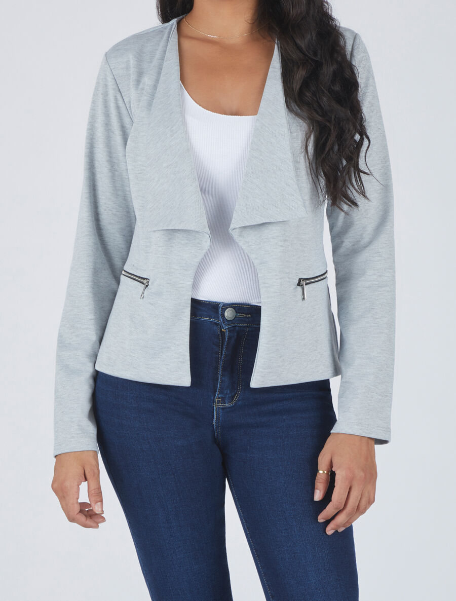 Veste à poches zippées - Gris clair - 4