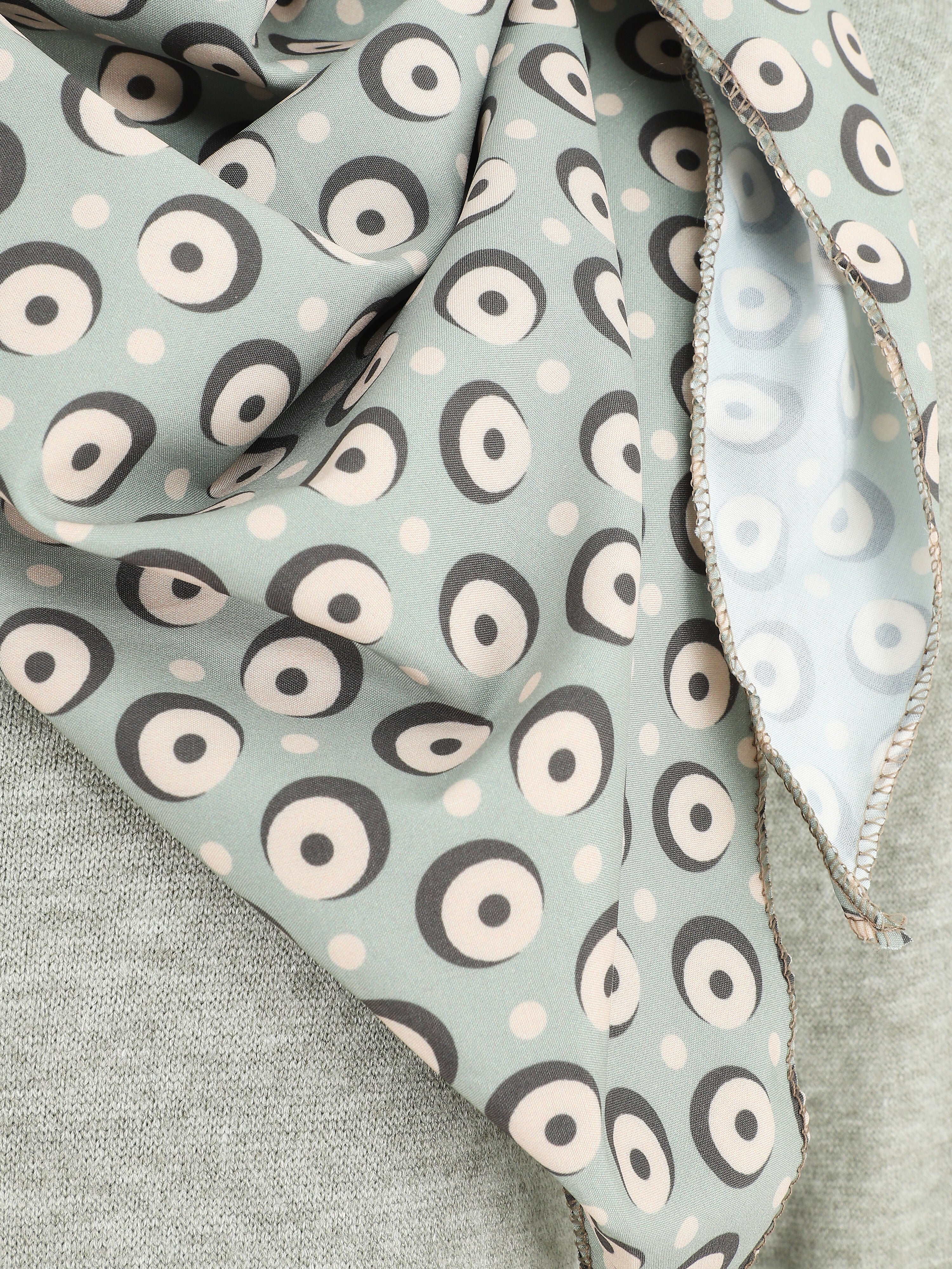 Robe pull mi-longue avec foulard - Vert olive - 3