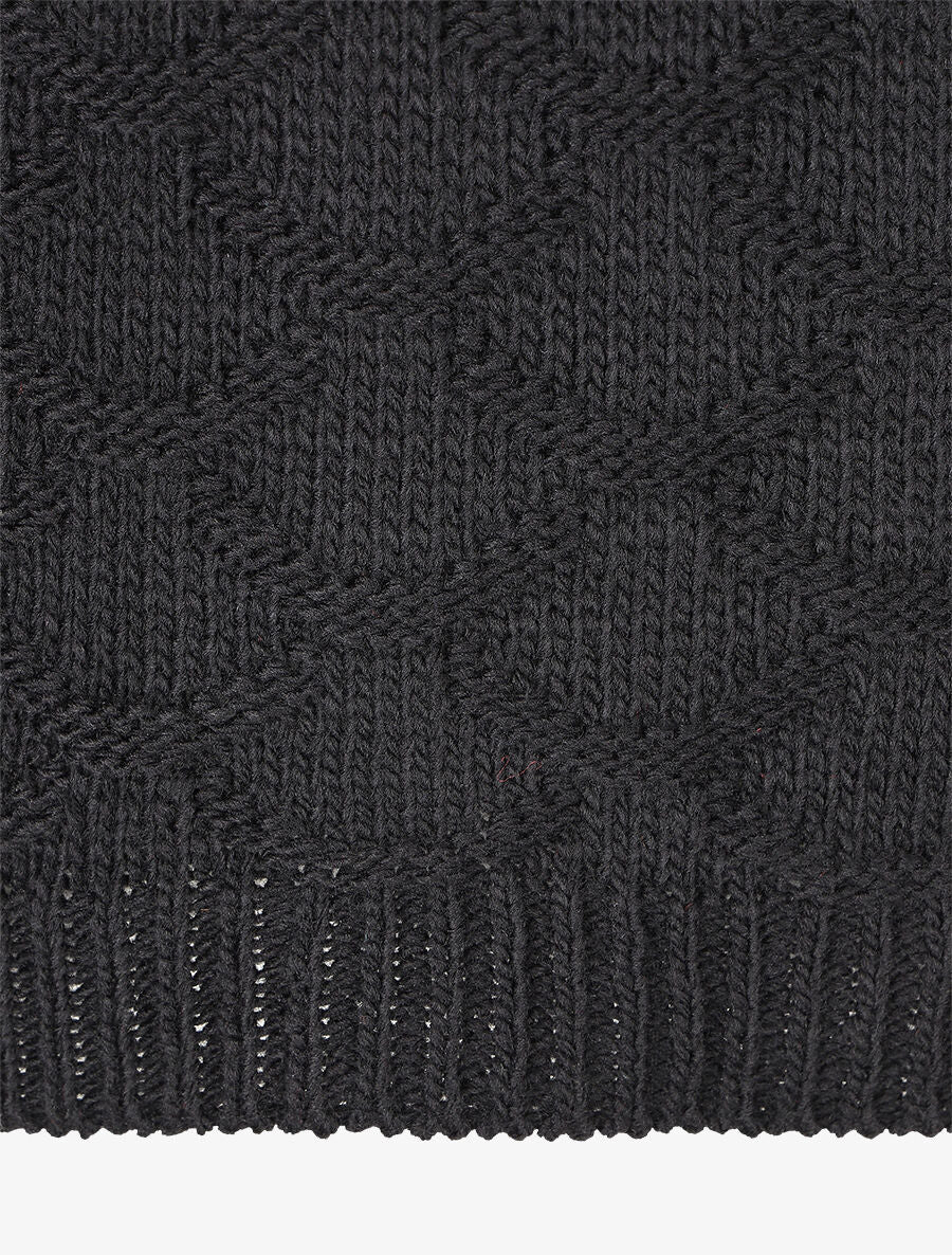 Pull uni en maille et col bateau - Noir - 3