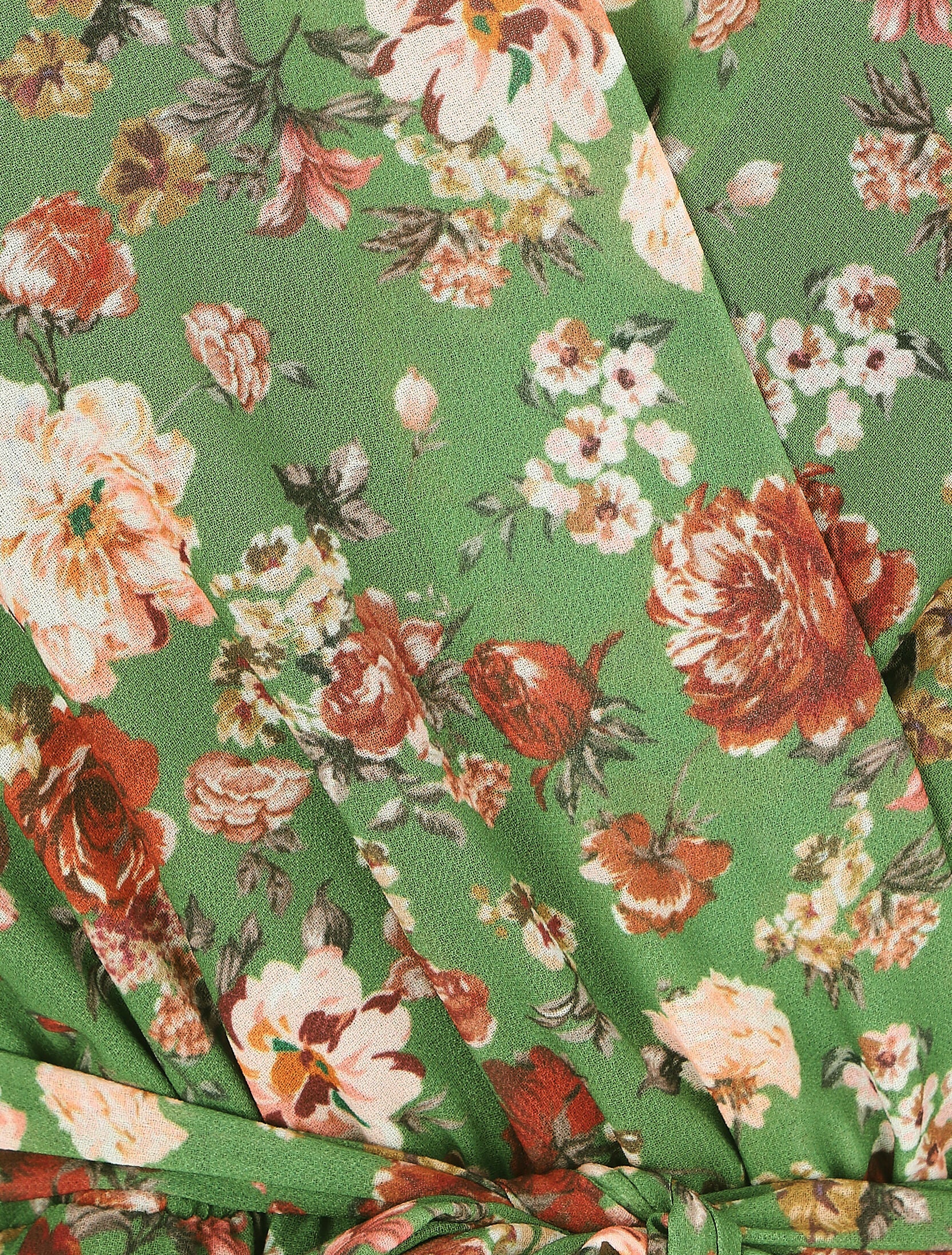 Robe cache-coeur à manches transparentes imprimé fleuri - Vert - 3