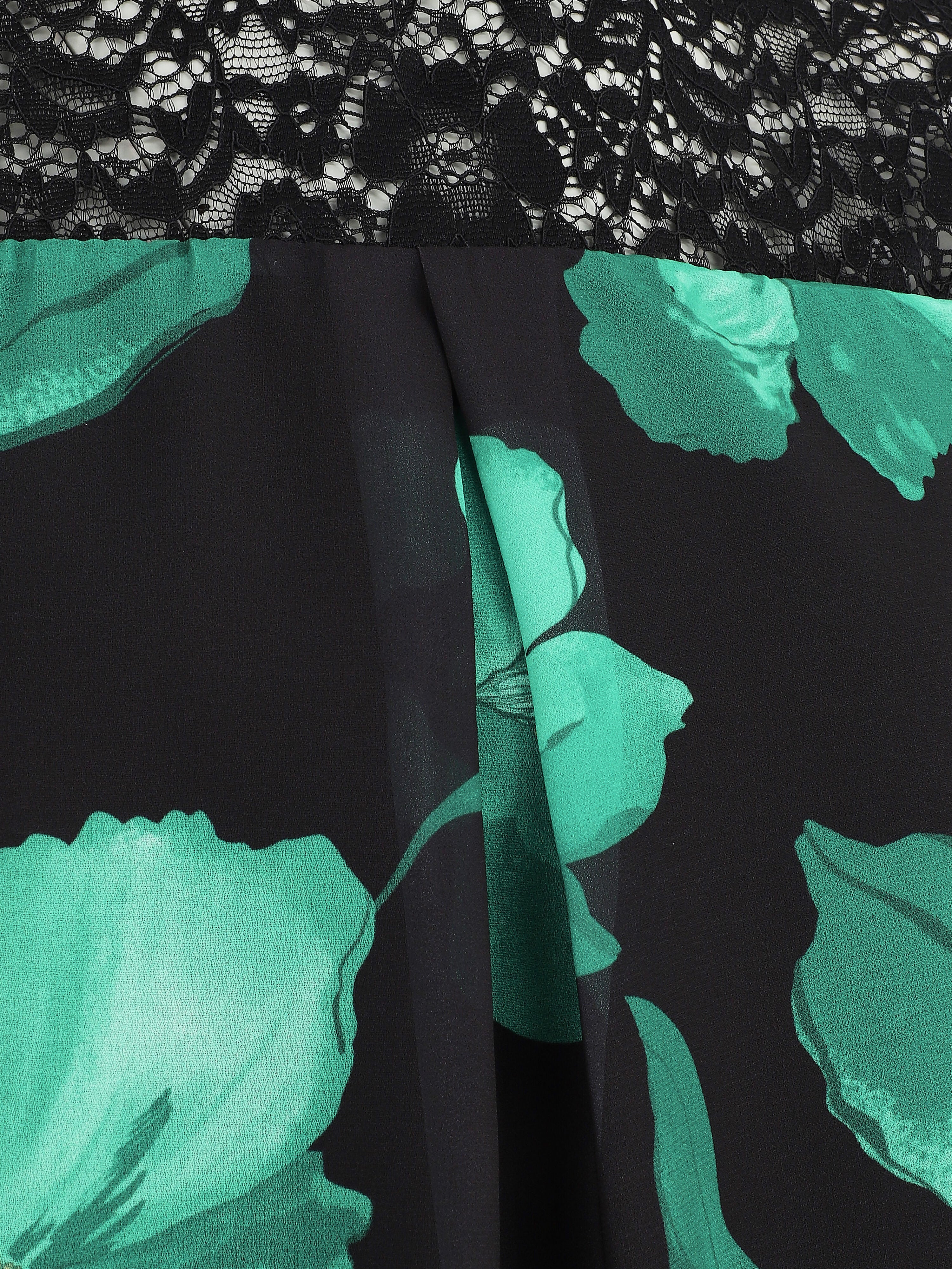 Blouse en voile imprimé grandes fleurs - Noir - 3