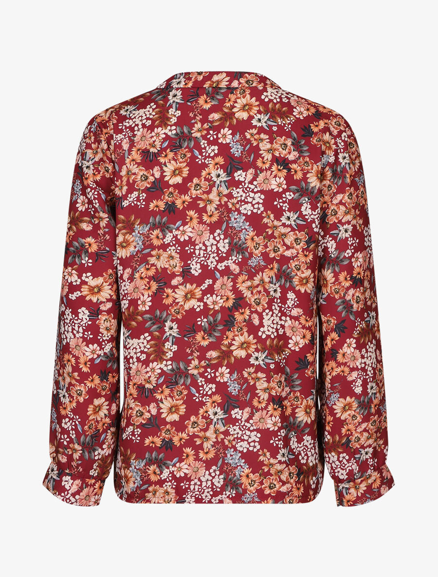 Blouse fluide imprimé floral - Bordeaux - 2