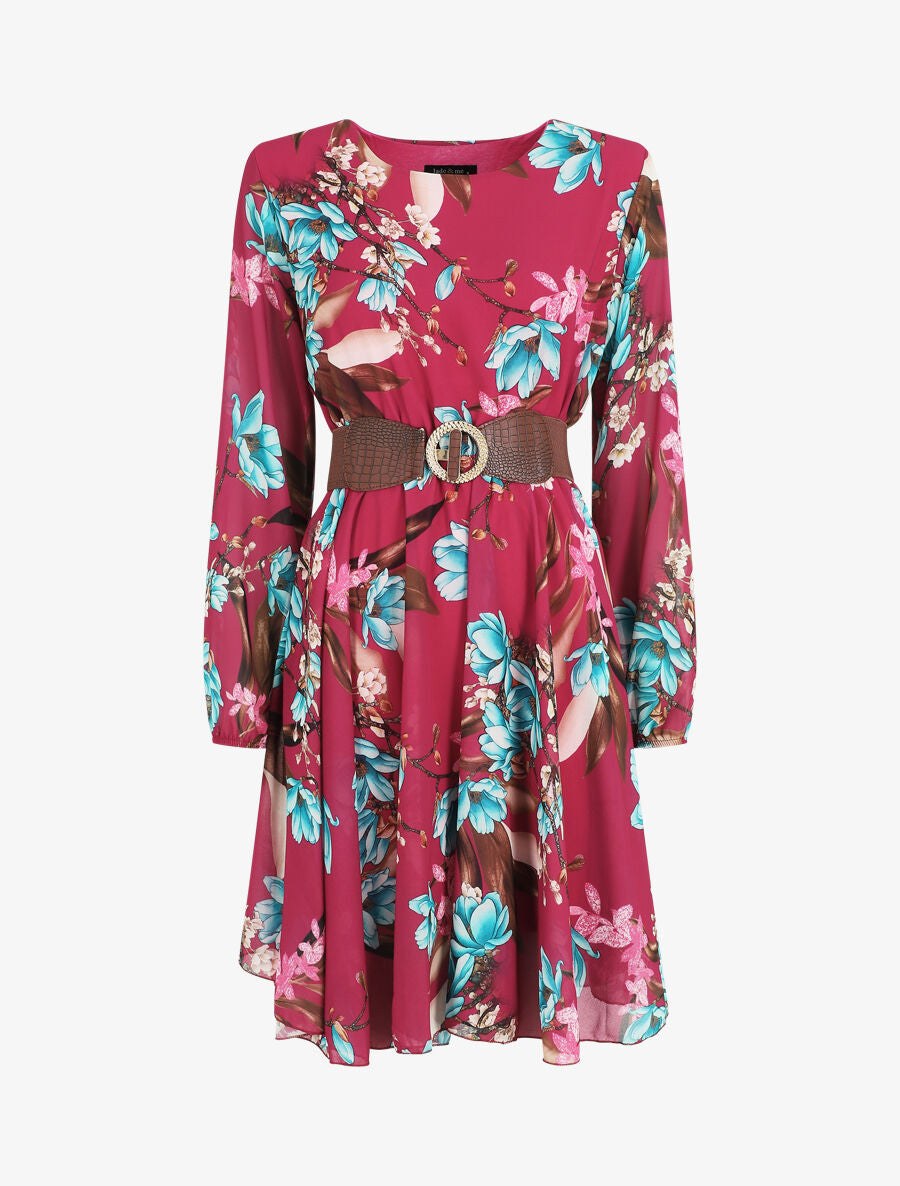 Robe patineuse imprimé grandes fleurs - Mauve - 1