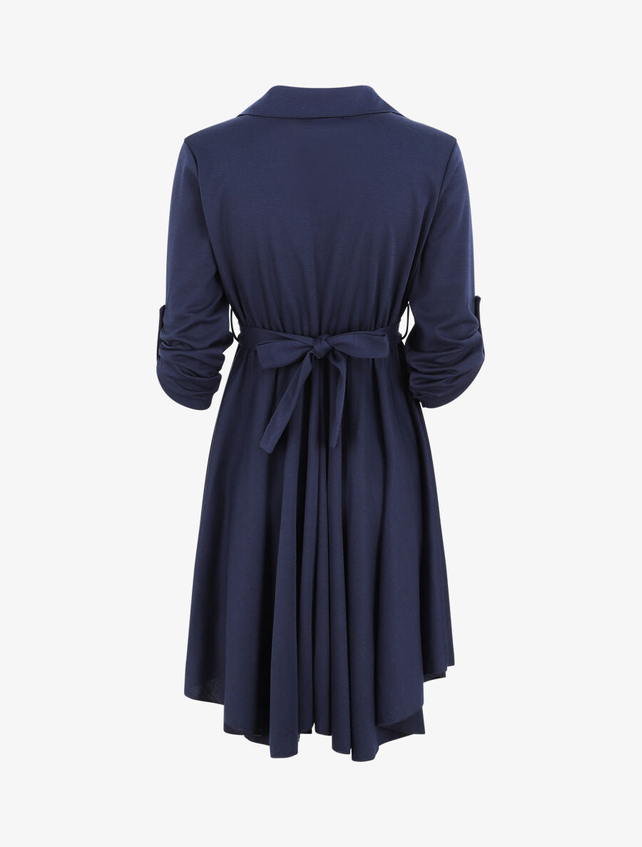 Robe chemise coupe patineuse - Marine - 2
