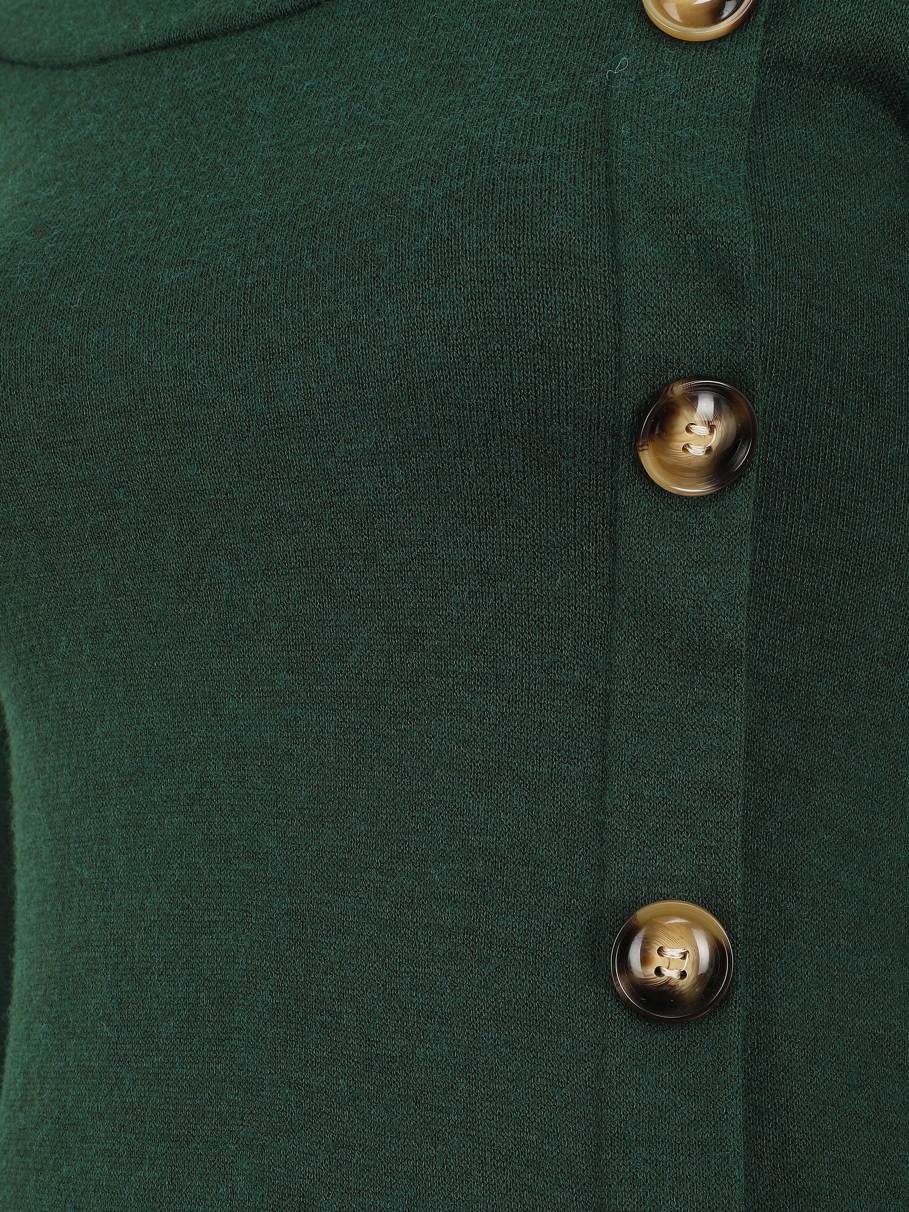 Pull fin à boutons décoratifs - Vert foncé - 3
