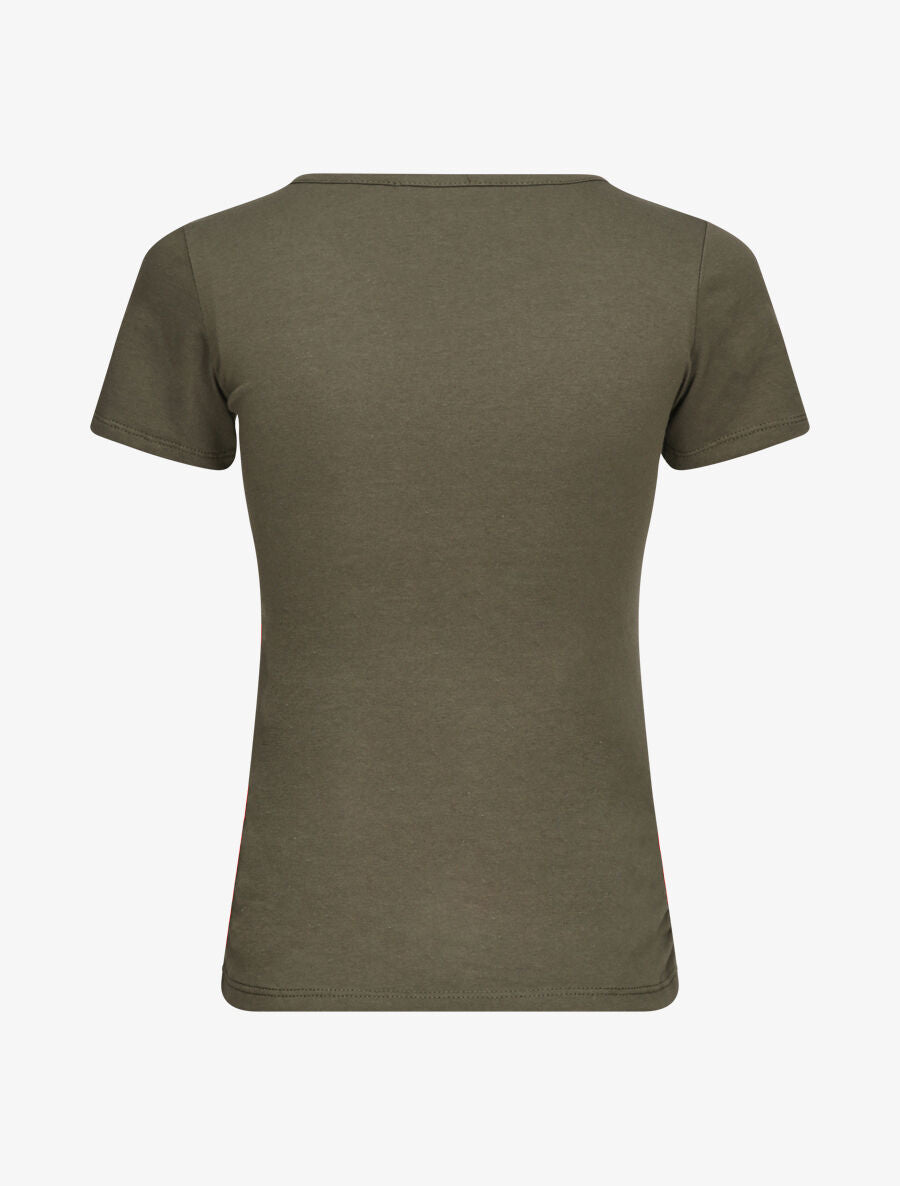 T-shirt à col V - Kaki - 2