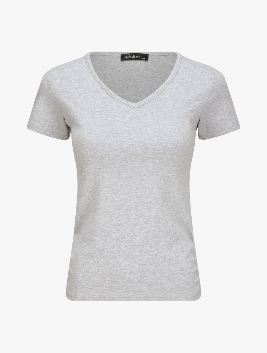T-shirt à col V - Gris - 4