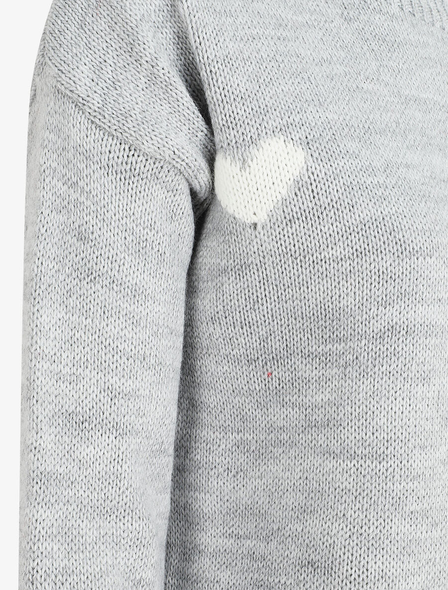 Pull droit à coeur - Gris - 3