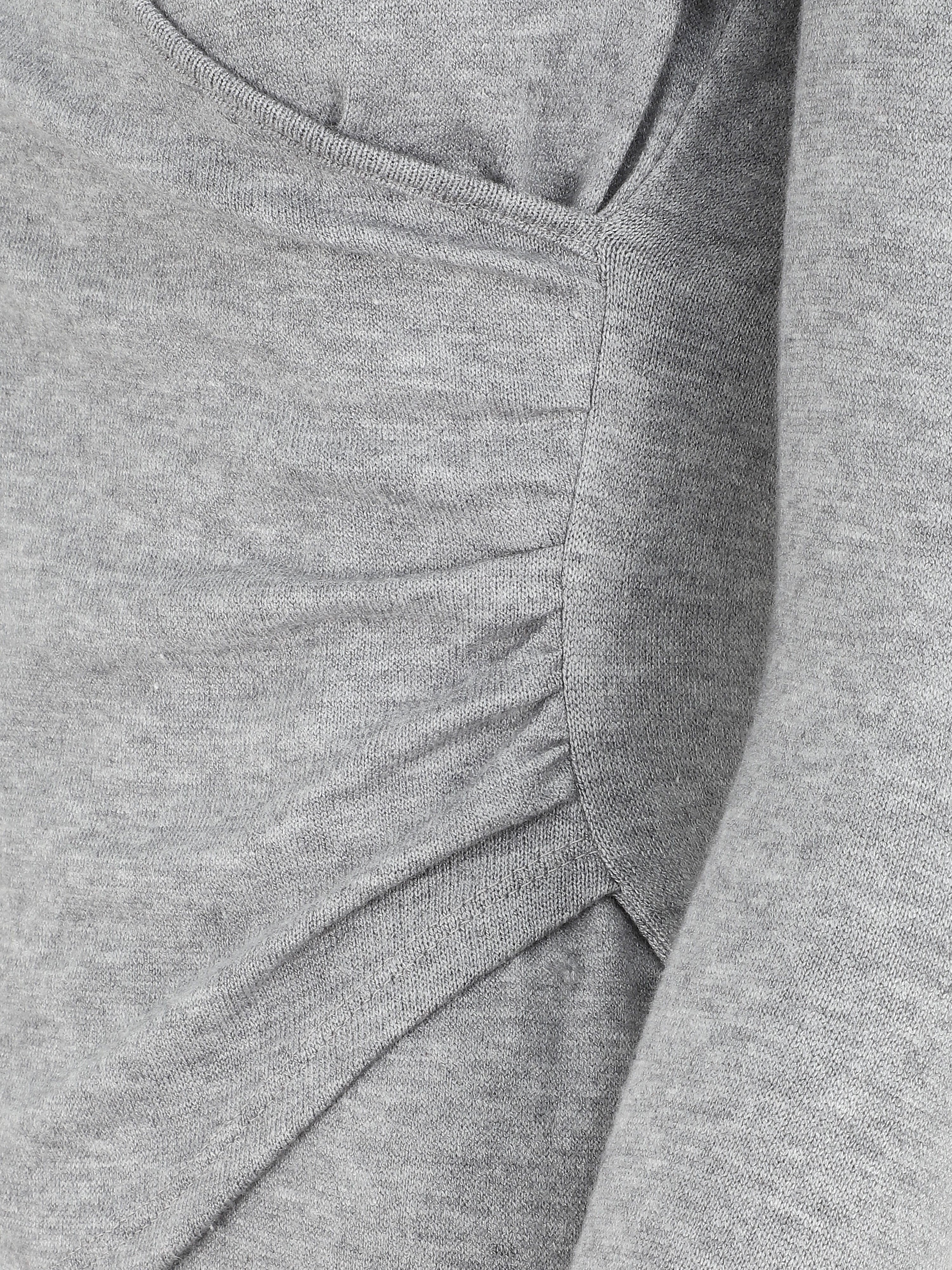 Pull fin à encolure cache-coeur et effet drapé - Gris - 3