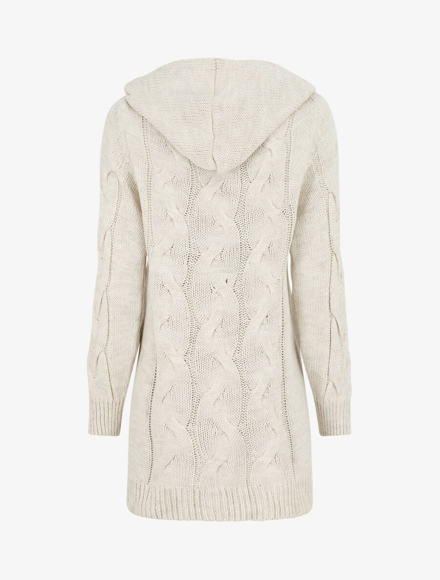 Gilet mi-long à capuche - Beige - 2