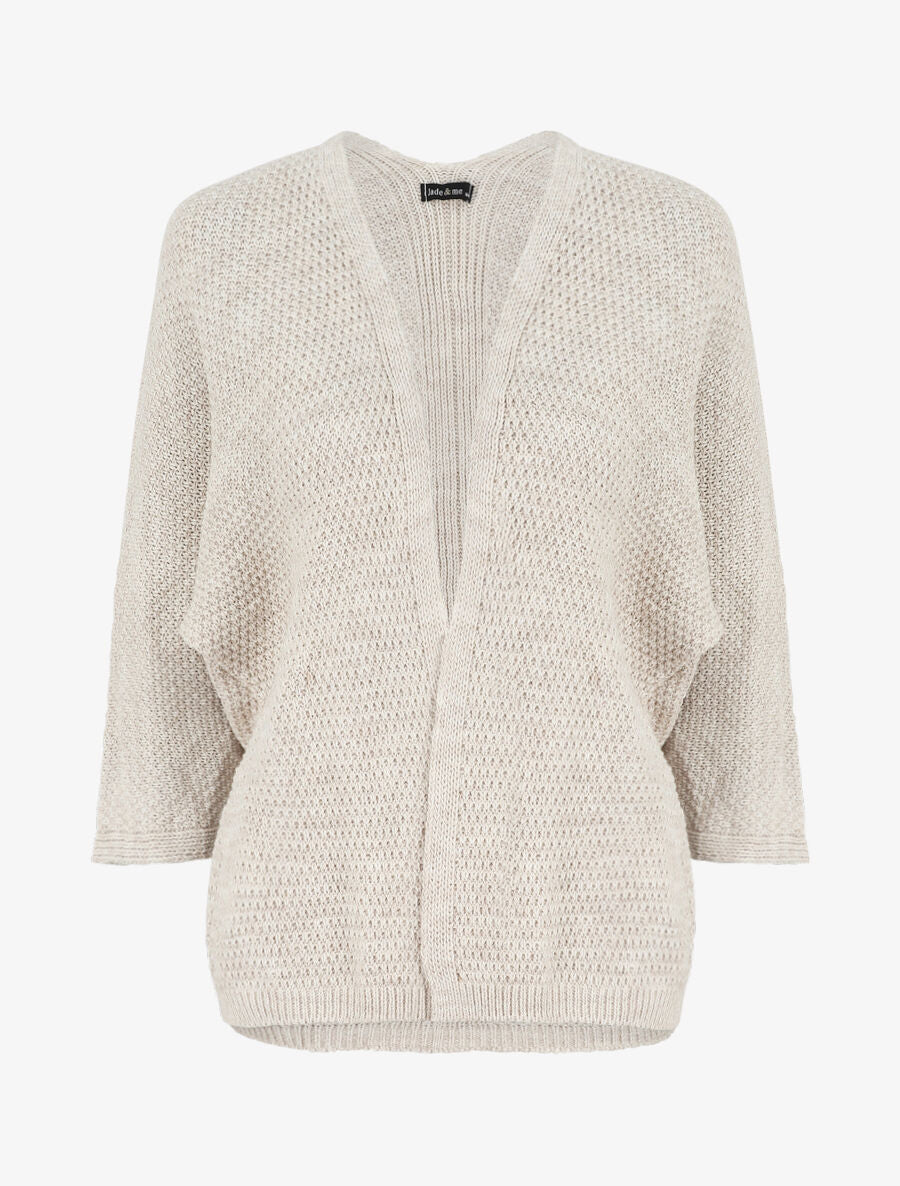 Gilet mi-long ouvert uni - Beige - 5