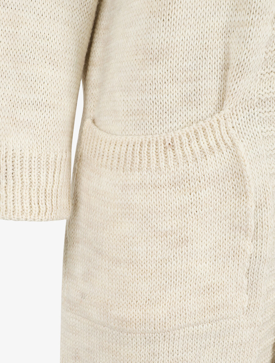 Gilet long ouvert à manches chauve-souris - Beige - 3