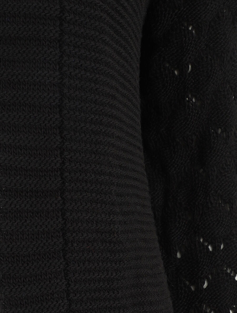 Gilet long uni à manches longues - Noir - 3