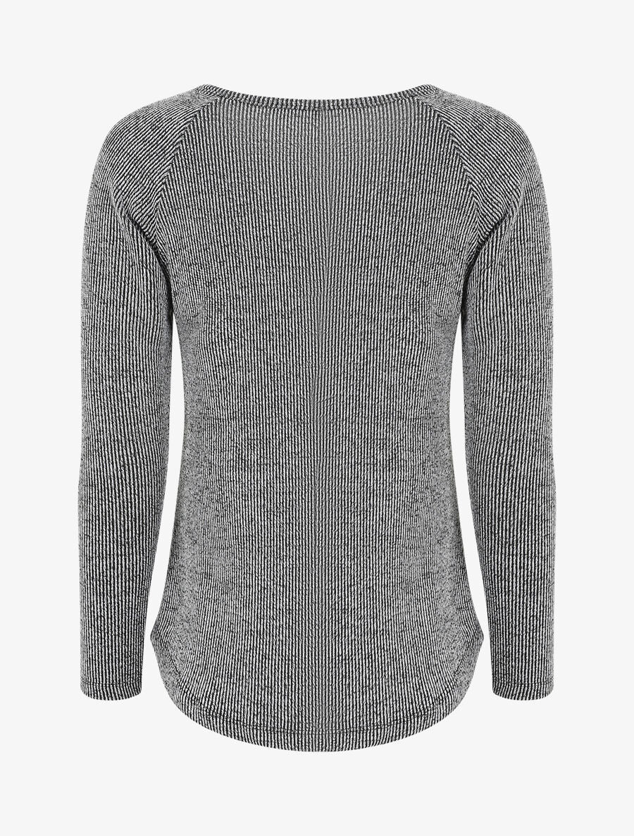 Pull côtelé à boutons - Gris - 2