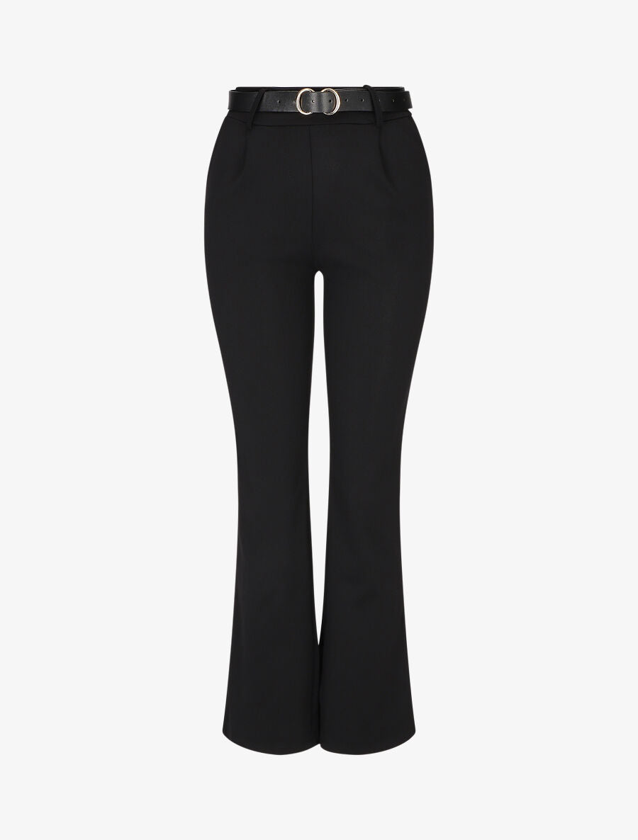 Pantalon à pince droit uni - Noir - 4