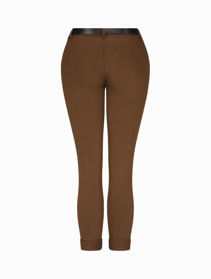 Pantalon droit à poches fantaisies - Marron - 2