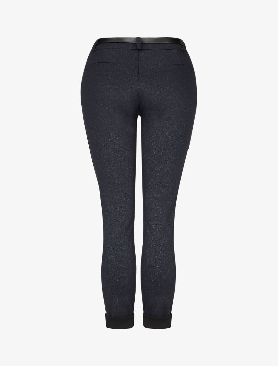 Pantalon droit à bords retroussés - Marine - 2