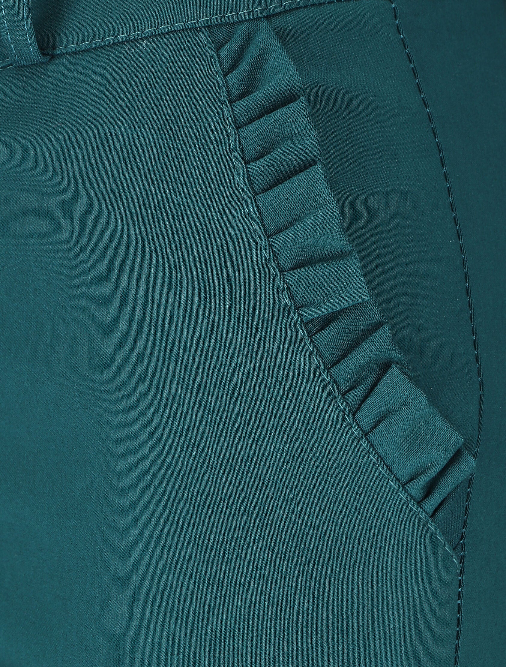 Pantalon 7/8 à revers et poches volantées - Vert sapin - 3