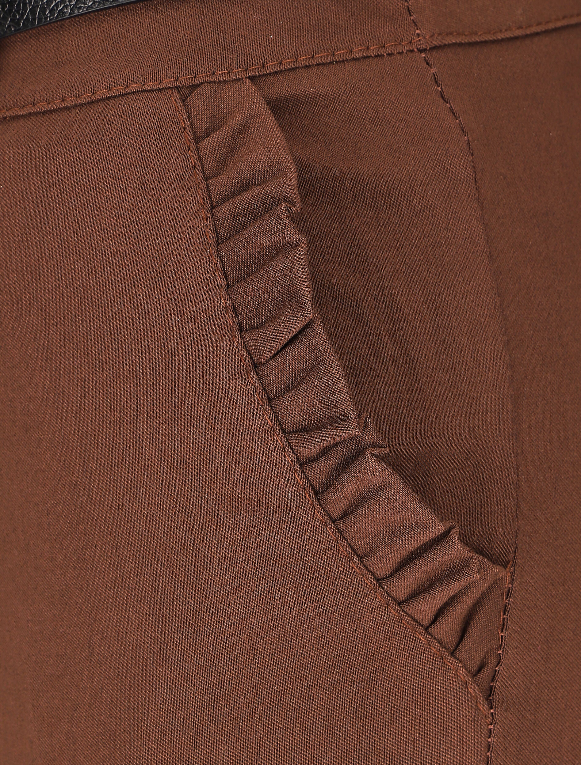 Pantalon 7/8 à revers et poches volantées - Marron - 3