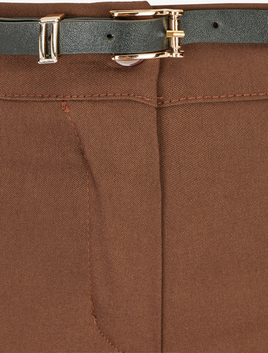 Pantalon 7/8 uni à revers - Marron - 3