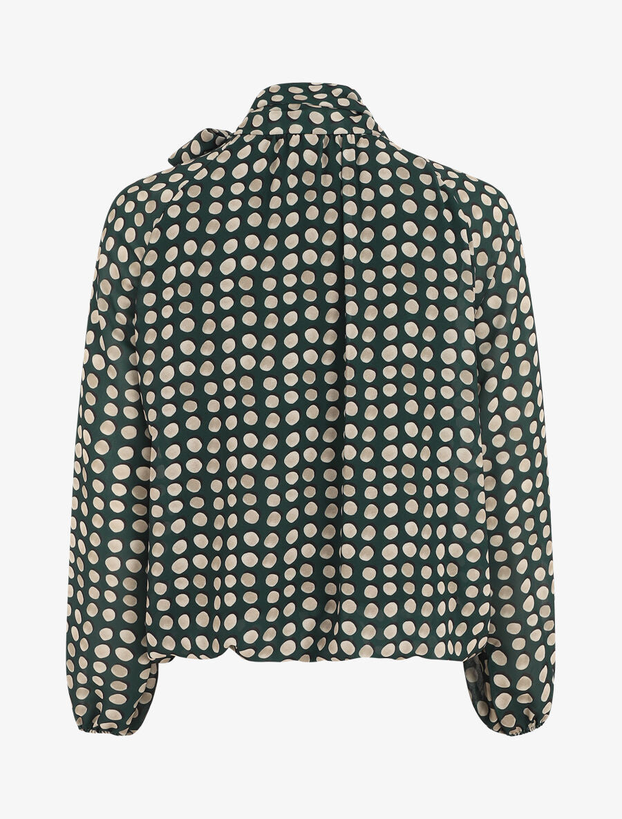 Blouse ample à pois col lavallière - Vert sapin - 2