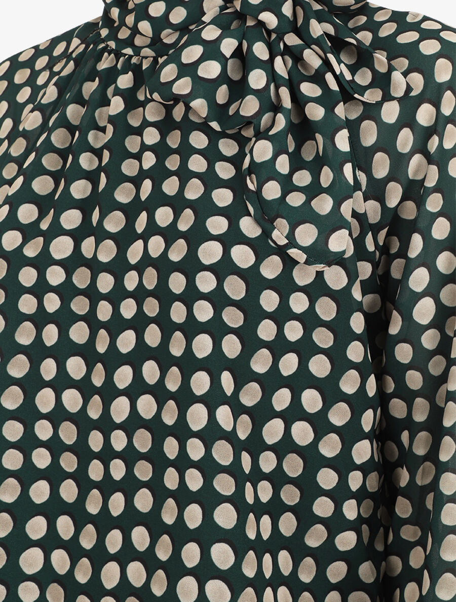 Blouse ample à pois col lavallière - Vert sapin - 3