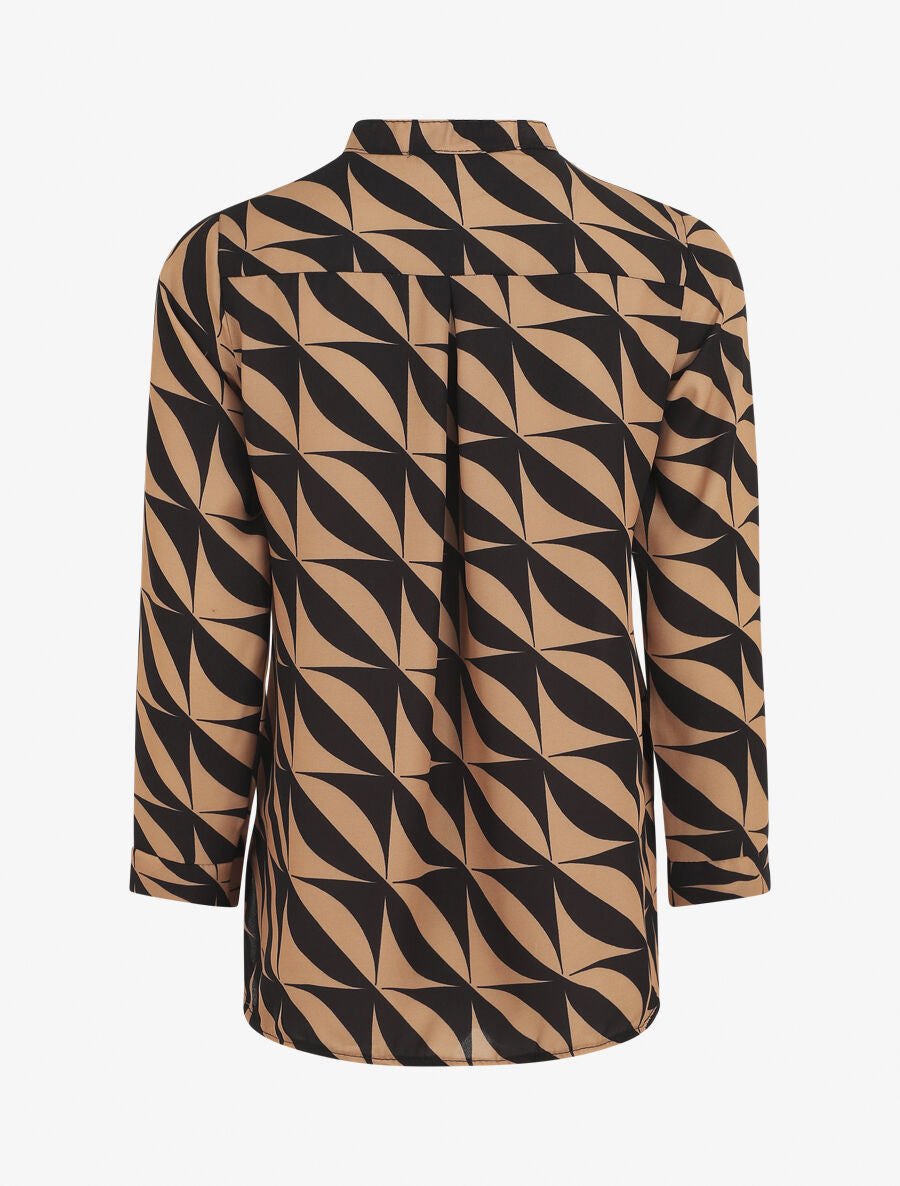 Blouse manches 3/4 imprimé graphique - Camel - 2