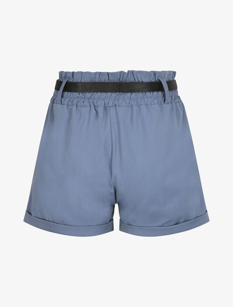 Short droit uni à taille haute élastiquée - Bleu gris - 2