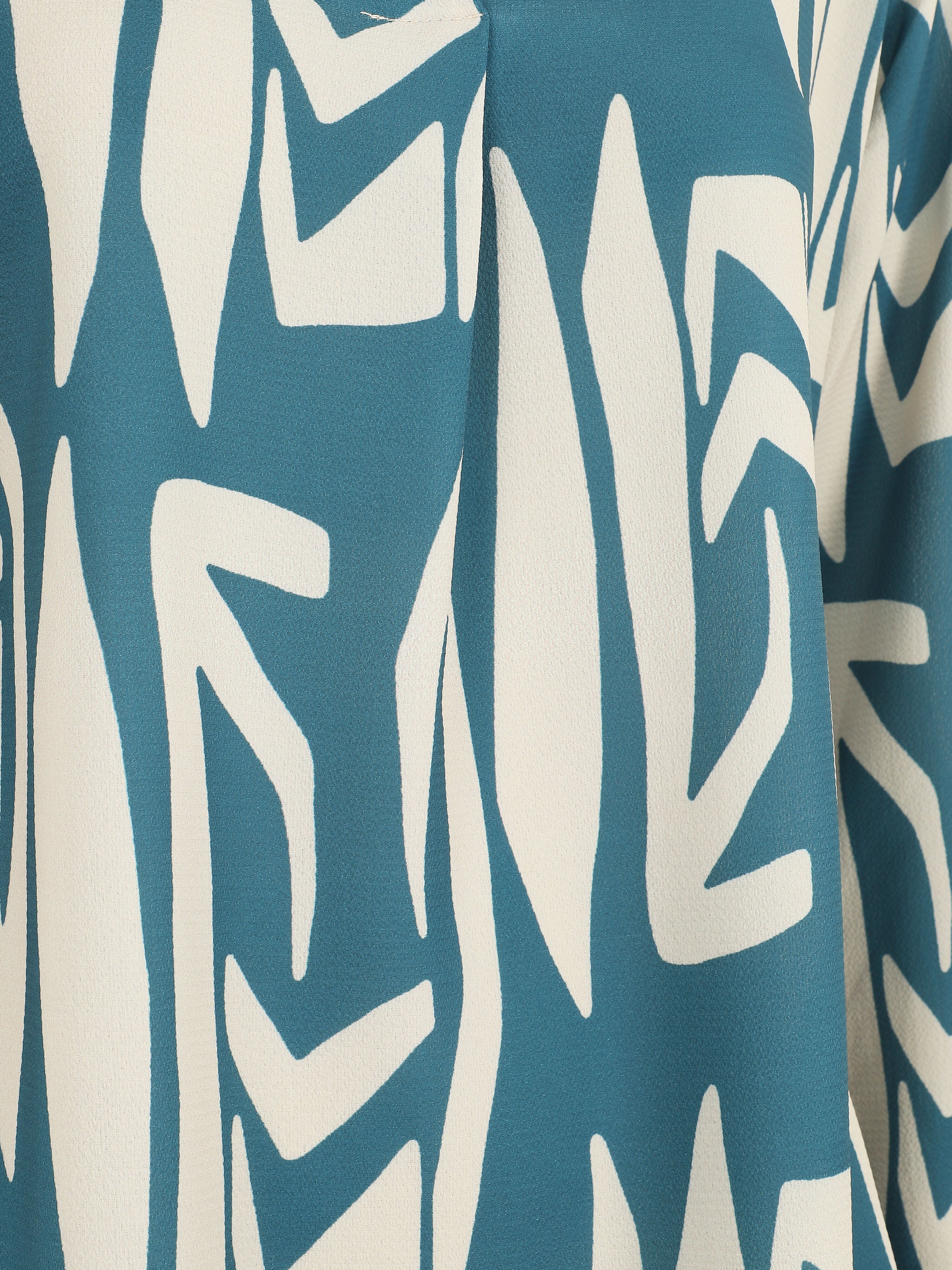 Blouse fluide à imprimé graphique - Bleu canard - 3