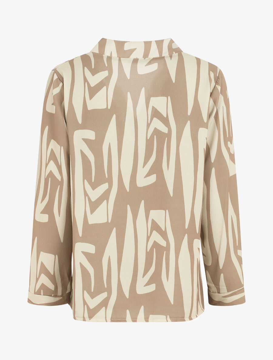 Blouse fluide à imprimé graphique - Beige - 2