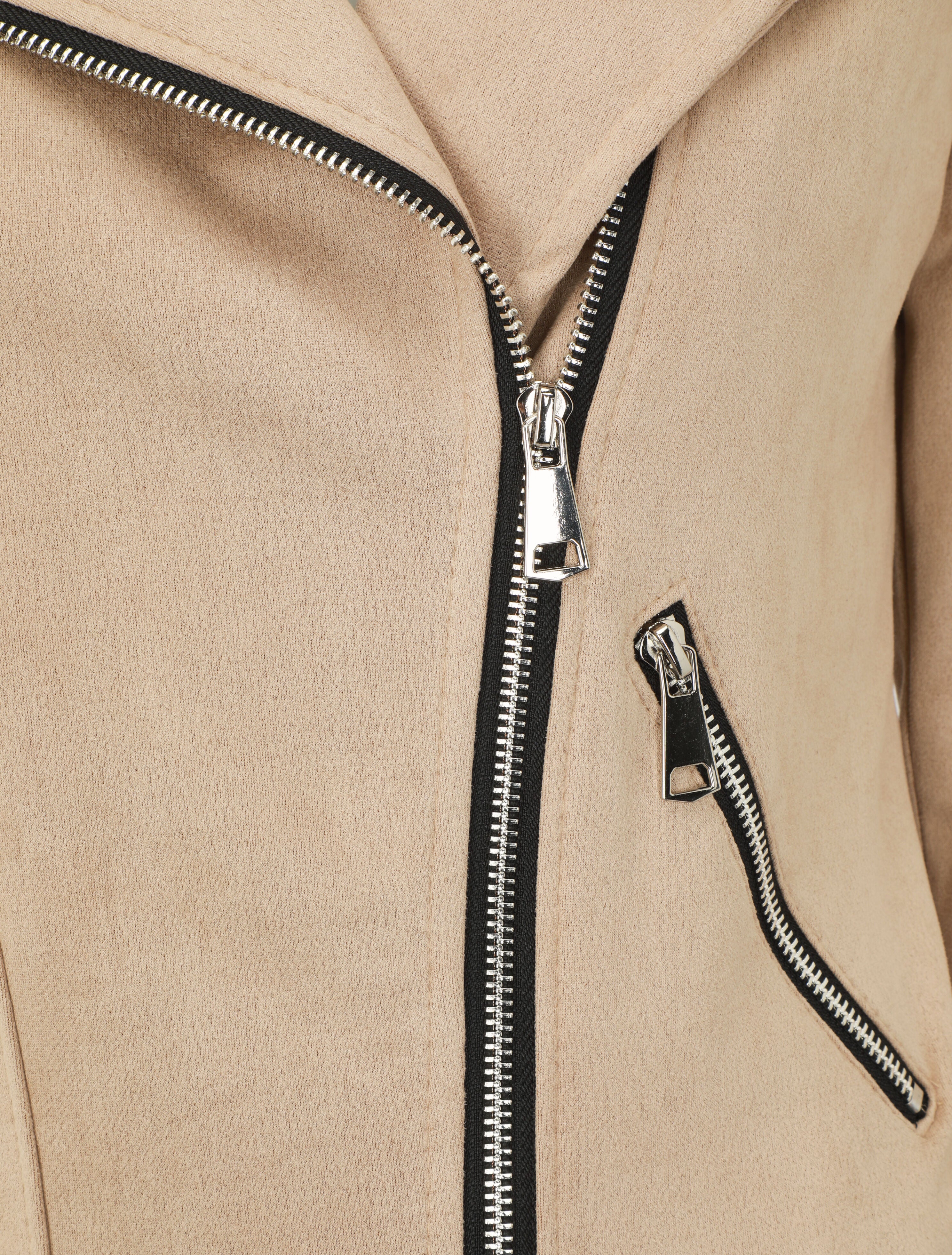 Veste style perfecto en suédine - Beige - 3