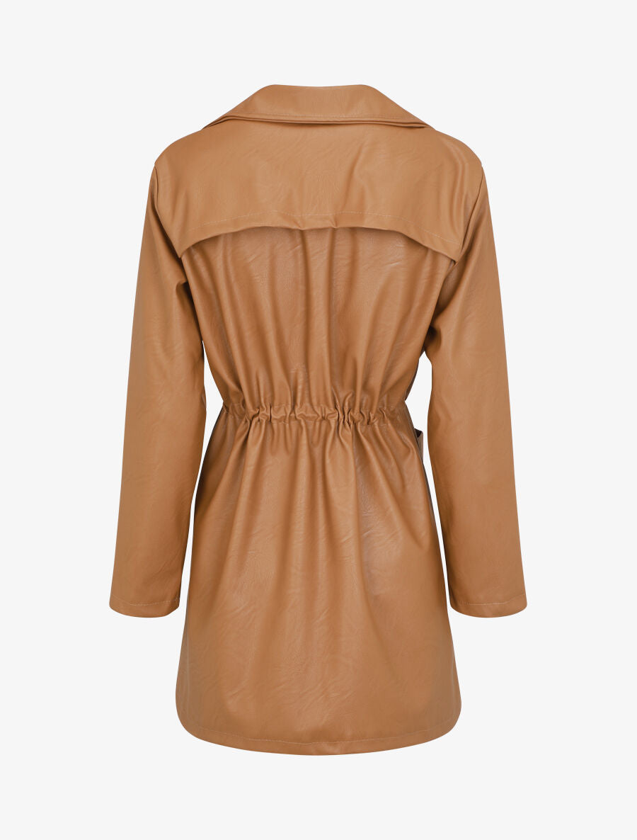 Veste mi-longue en simili - Camel - 2